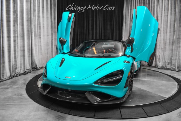 Used 2022 McLaren 765LT Spider Hottest Spec Available $50k+ in Carbon Fiber Rare Tokyo Cyan Paint Loaded for sale Sold at Chicago Motor Cars in West Chicago IL 60185 2