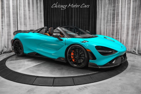 Used 2022 McLaren 765LT Spider Hottest Spec Available $50k+ in Carbon Fiber Rare Tokyo Cyan Paint Loaded for sale Sold at Chicago Motor Cars in West Chicago IL 60185 6