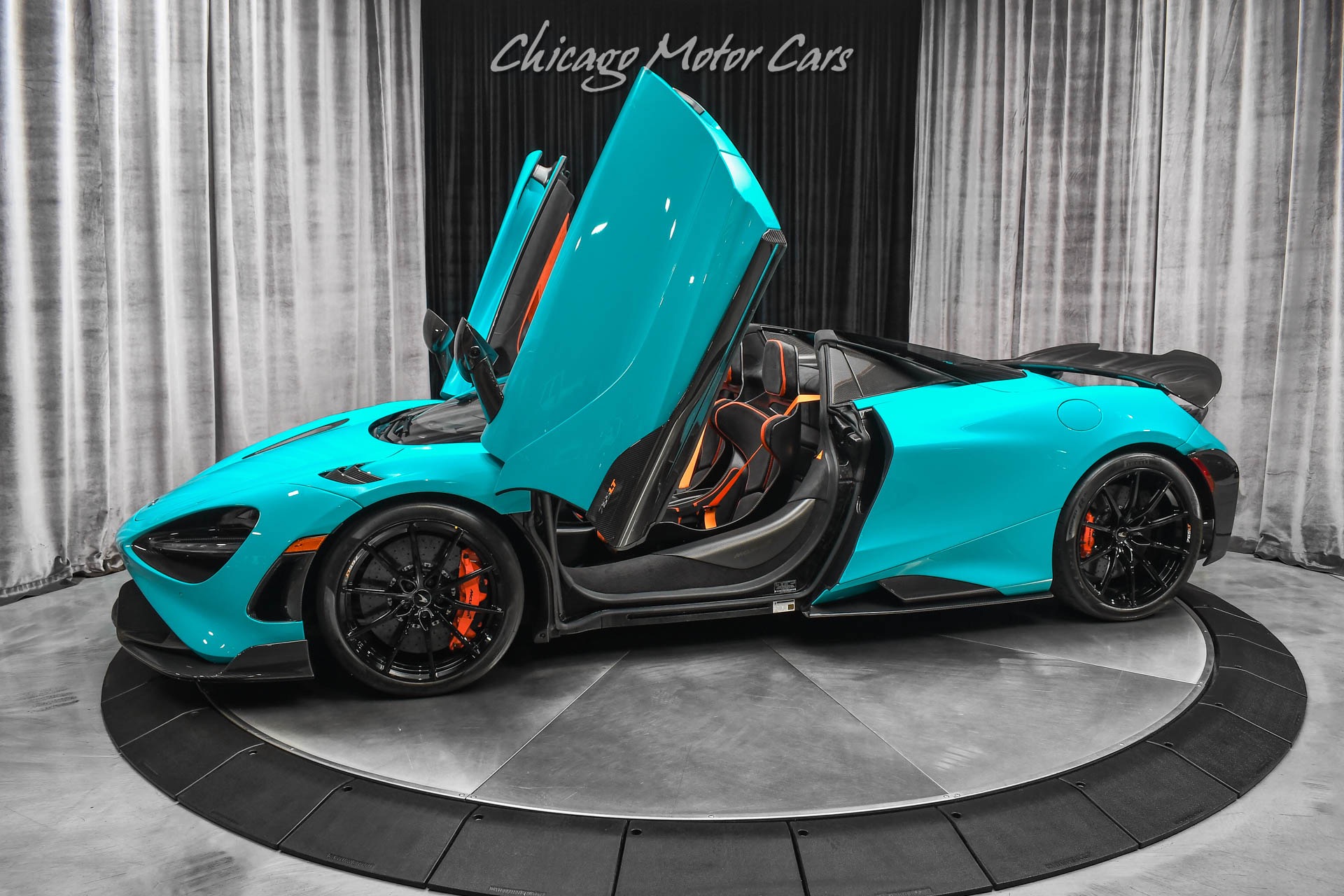 Used 2022 McLaren 765LT Spider Hottest Spec Available $50k+ in Carbon Fiber Rare Tokyo Cyan Paint Loaded for sale Sold at Chicago Motor Cars in West Chicago IL 60185 1