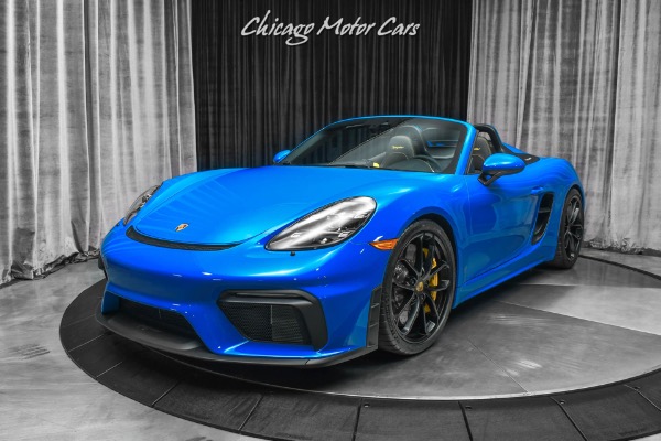 Used-2022-Porsche-718-Boxster-Spyder-Convertible-ONLY-145-Miles-Shark-Blue-Hot-Spec-PCCB-LOADED