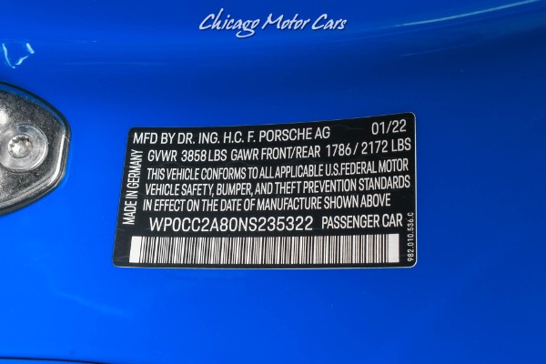 Used-2022-Porsche-718-Boxster-Spyder-Convertible-ONLY-145-Miles-Shark-Blue-Hot-Spec-PCCB-LOADED