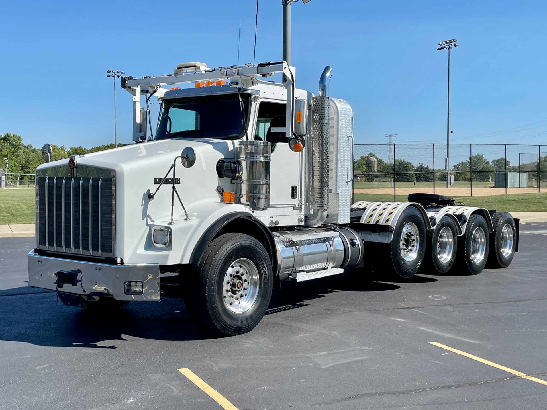 Kenworth T800W Rogers 4 essieux Flip Lowboy - Rouge - Épée échelle 1:50 #SW3102-RR Neuf
