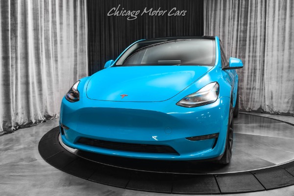 Used 2022 Tesla Model Y Performance SUV Autopilot! Miami Blue Wrap! T Sportline Wheels! Carbon Trim for sale Sold at Chicago Motor Cars in West Chicago IL 60185 2