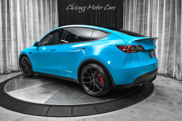 Used 2022 Tesla Model Y Performance SUV Autopilot! Miami Blue Wrap! T Sportline Wheels! Carbon Trim for sale Sold at Chicago Motor Cars in West Chicago IL 60185 3