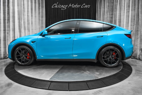 Used-2022-Tesla-Model-Y-Performance-SUV-Autopilot-Miami-Blue-Wrap-T-Sportline-Wheels-Carbon-Trim