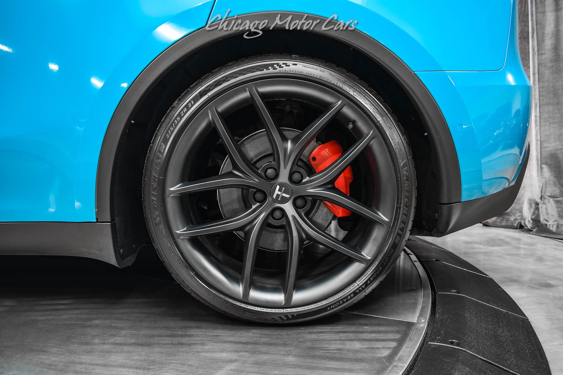 Used-2022-Tesla-Model-Y-Performance-SUV-Autopilot-Miami-Blue-Wrap-T-Sportline-Wheels-Carbon-Trim