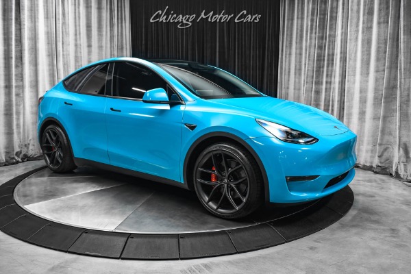 Used-2022-Tesla-Model-Y-Performance-SUV-Autopilot-Miami-Blue-Wrap-T-Sportline-Wheels-Carbon-Trim